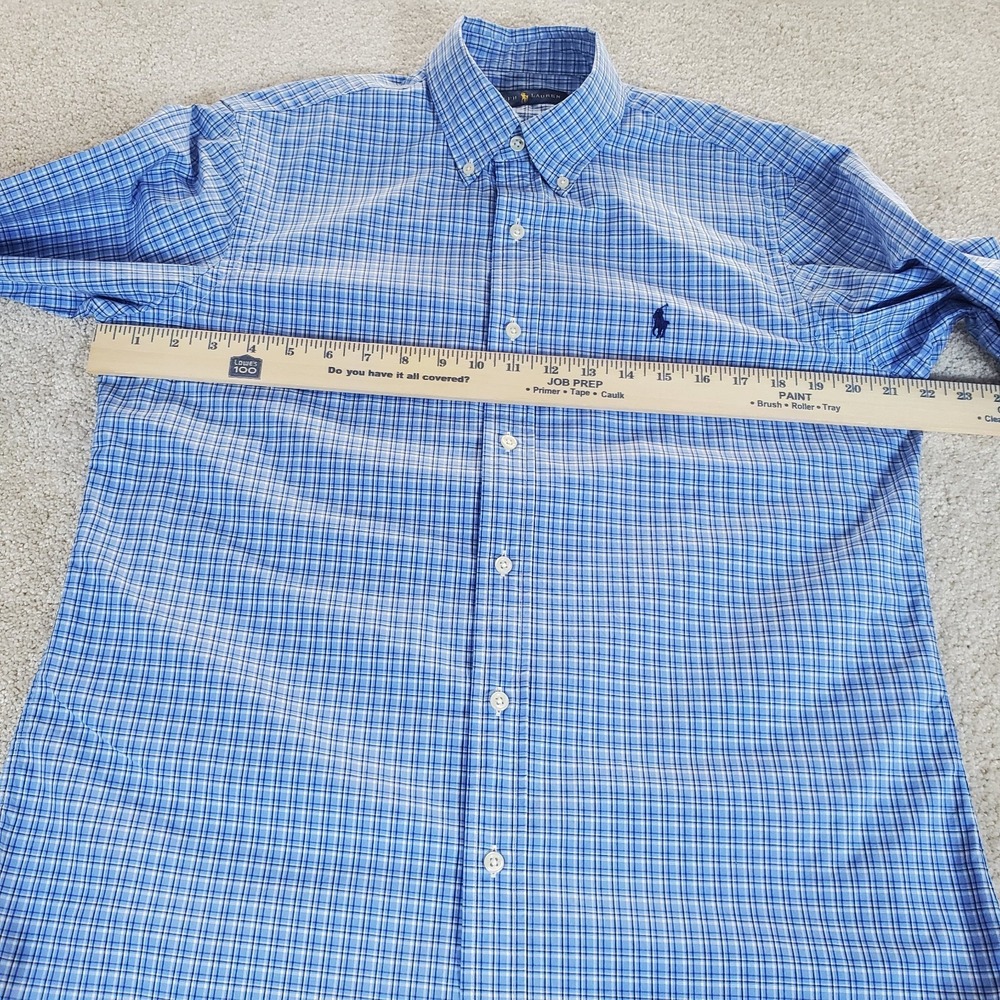 Ralph Lauren Men's Button Down Shirt Size M Blue Check Long Sleeve - Picture 5 of 15